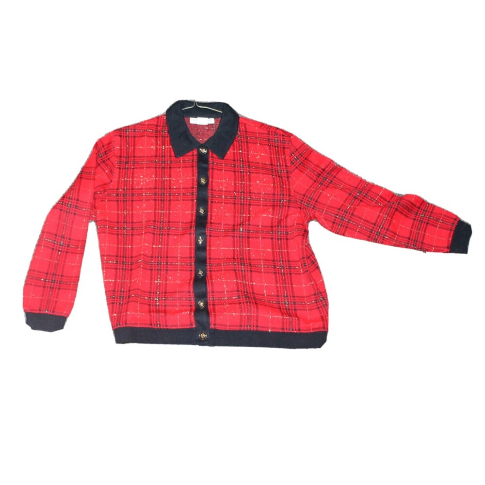 CATHY DANIELS Size XL Vintage WOMEN'S Christmas Holiday CARDIGAN SWEATER